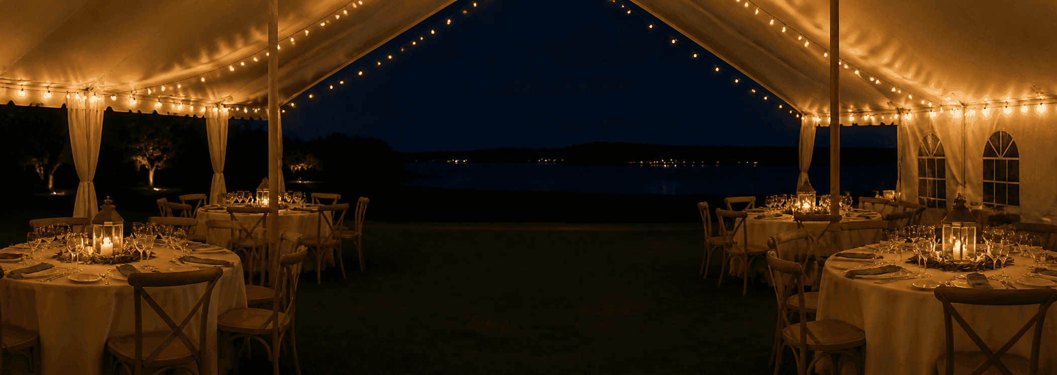 Événement de nuit avec lumières chaleureuses